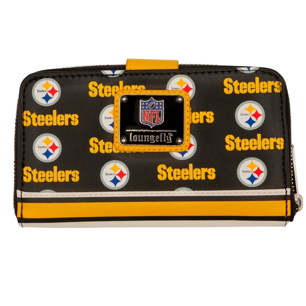LOUNGEFLY Football NFL Pittsburg Steelers Logo Zip Around Mobile Phone Wallet